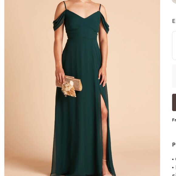 Chiffon Emerald Green Long Dress with Slit - Bridesmaid / Black Tie - Picture 1 of 4